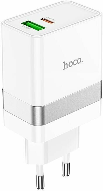 

Сетевое зарядное устройство Hoco N21 Topspeed, USB, USB type-C, Quick Charge, 3А, белый (6931474757777), N21 Topspeed