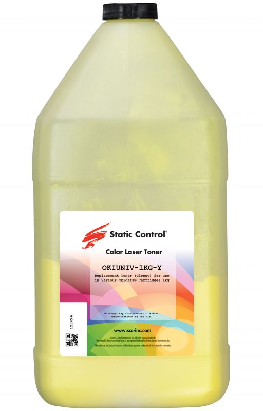 

Тонер Static Control OKIUNIV-1KG-Y, бутыль 1 кг, желтый, совместимый для Oki OKI C3300N / 5500 / 9600 / 9650 / 9800, OKIUNIV-1KG-Y