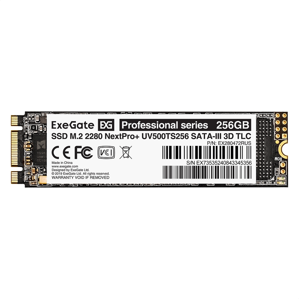 Твердотельный накопитель (SSD) Exegate 256Gb Next Pro+, 2280, M.2 (EX280472RUS) - фото 1