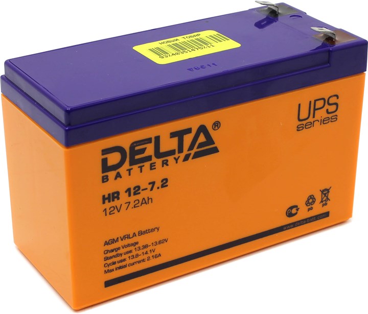 Аккумуляторная батарея для ИБП Delta HR HR12- 7.2, 12V, 7.2Ah б/у, после ремонта, следы эксплуатации