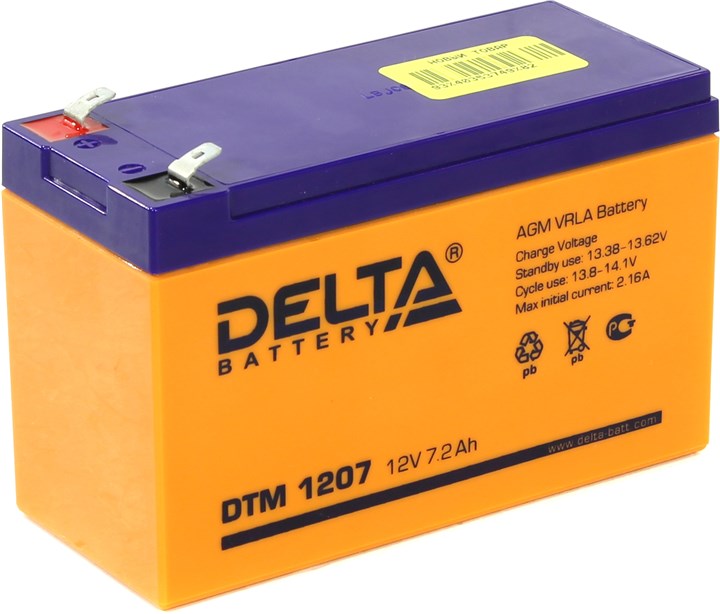 Аккумуляторная батарея для ИБП Delta DTM DTM 1207, 12V, 7.2Ah б/у, после ремонта, следы эксплуатации
