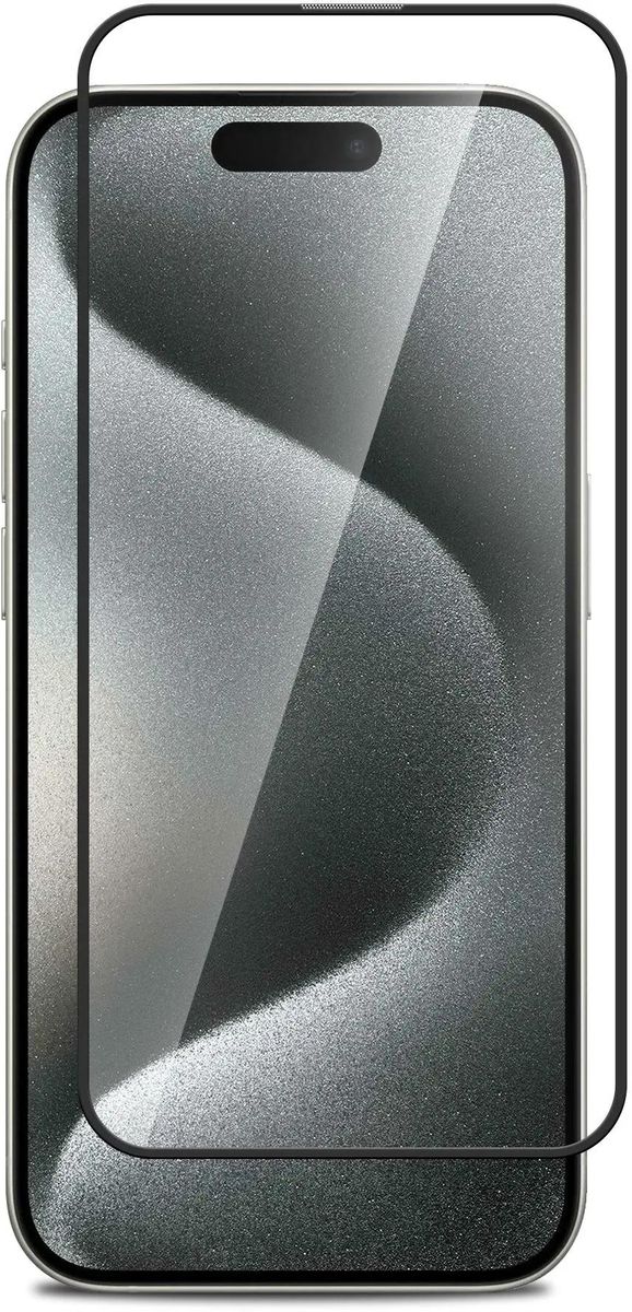 

Защитное стекло BoraSCO для экрана смартфона Apple iPhone 15 Plus, FullScreen, поверхность матовая, черная рамка, 2.5D (72402)