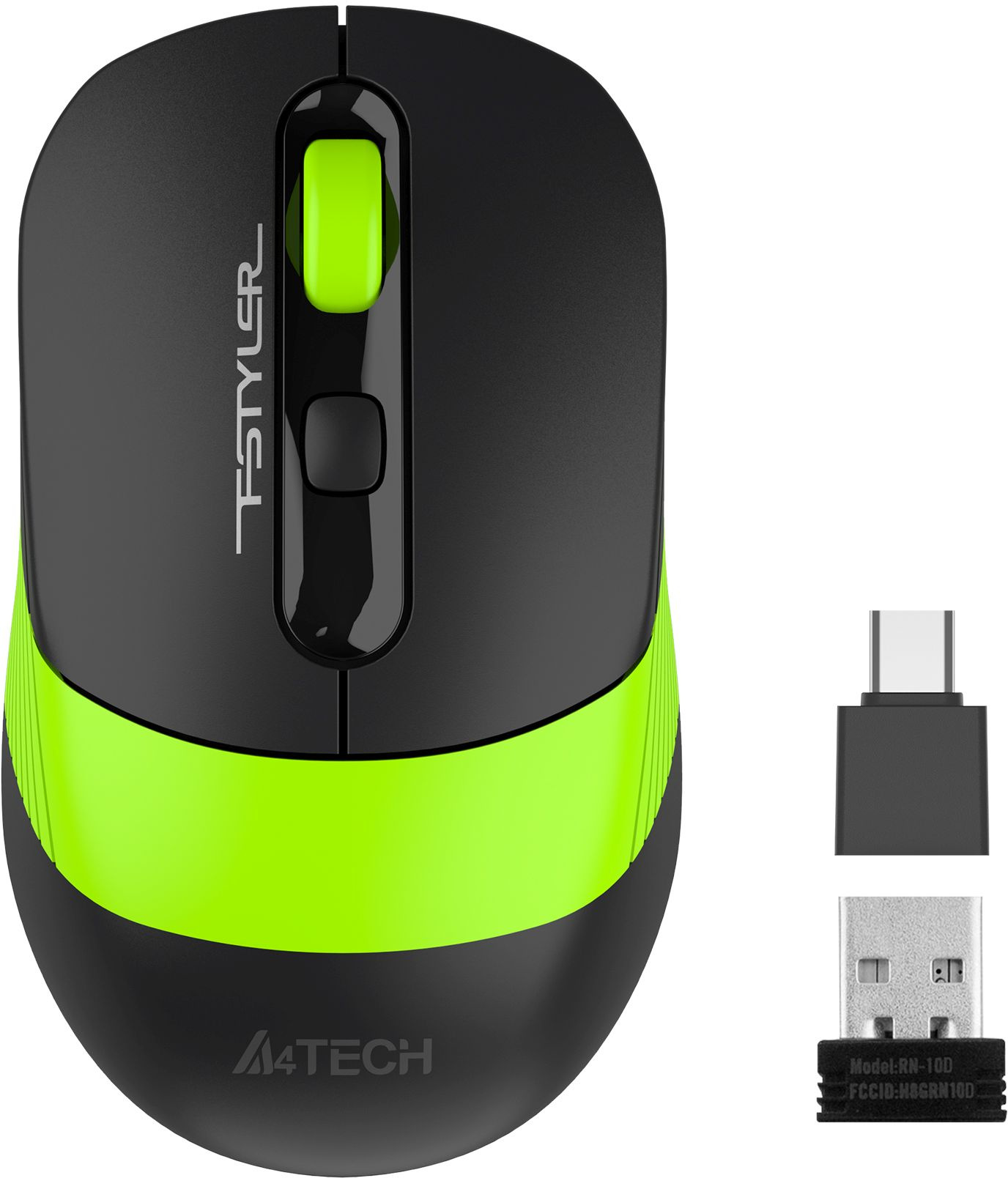 

Мышь беспроводная A4Tech Fstyler FG10CS Air, 2000dpi, оптическая светодиодная, USB, черный/зеленый (FG10CS AIR SPORTS GREEN), Fstyler FG10CS Air
