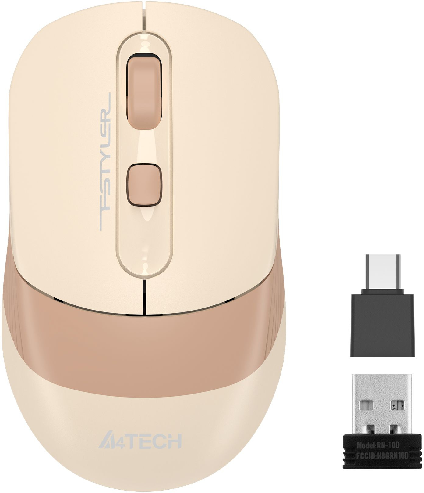 

Мышь беспроводная A4Tech Fstyler FG10CS Air, 2000dpi, оптическая светодиодная, USB, бежевый/коричневый (FG10CS AIR CAFE LATTE), Fstyler FG10CS Air