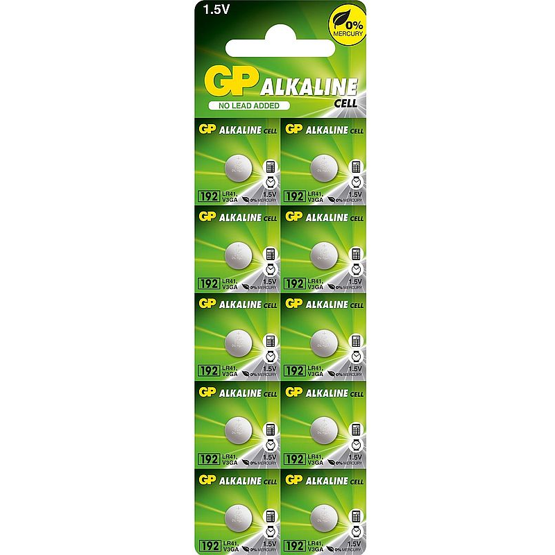 

Батарея GP AG3/LR736/LR41/392A/192, 1.5V, 10 шт. (4891199015533)