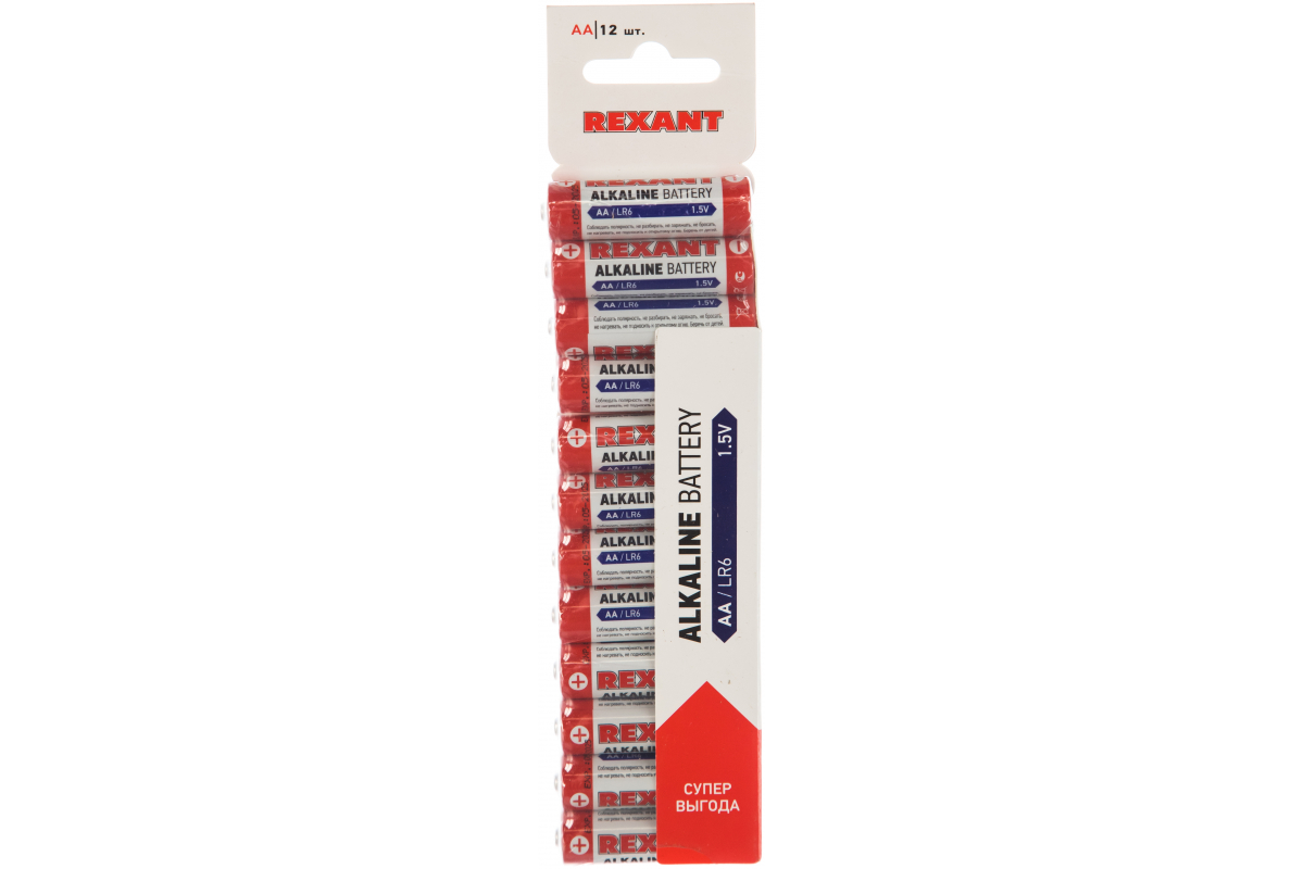 

Батарея REXANT AA (LR6), 1.5V, 12 шт. (30-1026)