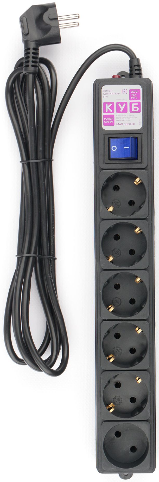 Сетевой фильтр PowerCube SPG6-B-3M, 6-розеток, 3 м, черный (SPG6-B-3M)