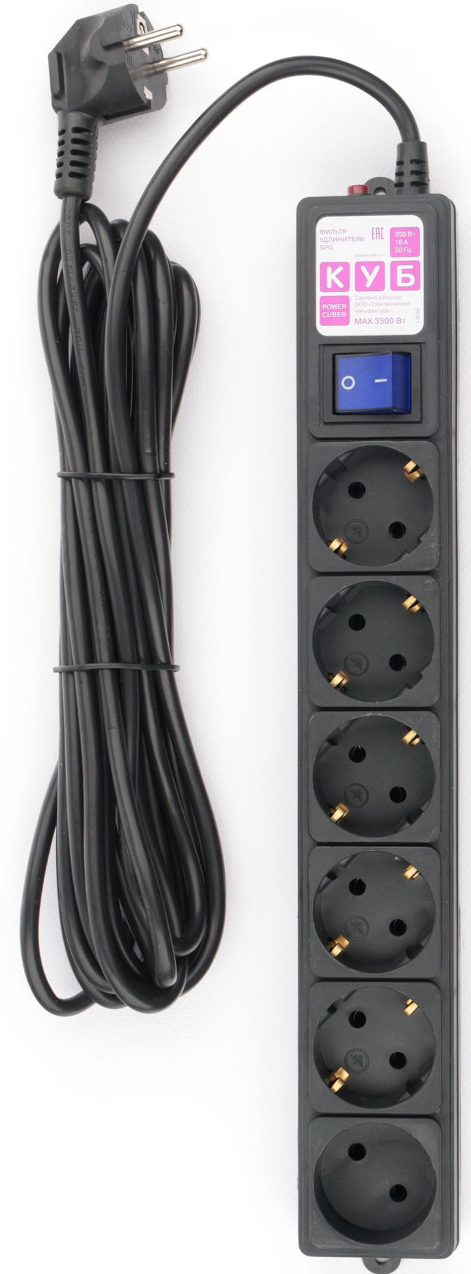 Сетевой фильтр PowerCube SPG6-B-5M, 6-розеток, 5 м, черный (SPG6-B-5M)
