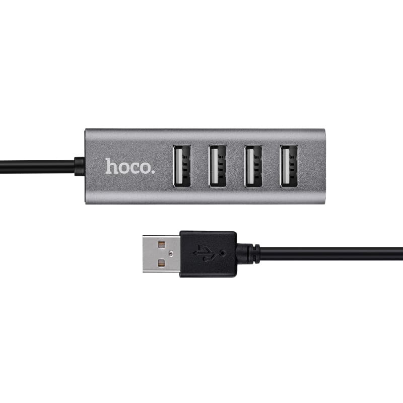 Концентратор HOCO HB1, 4xUSB 2.0, серый (6957531038139)