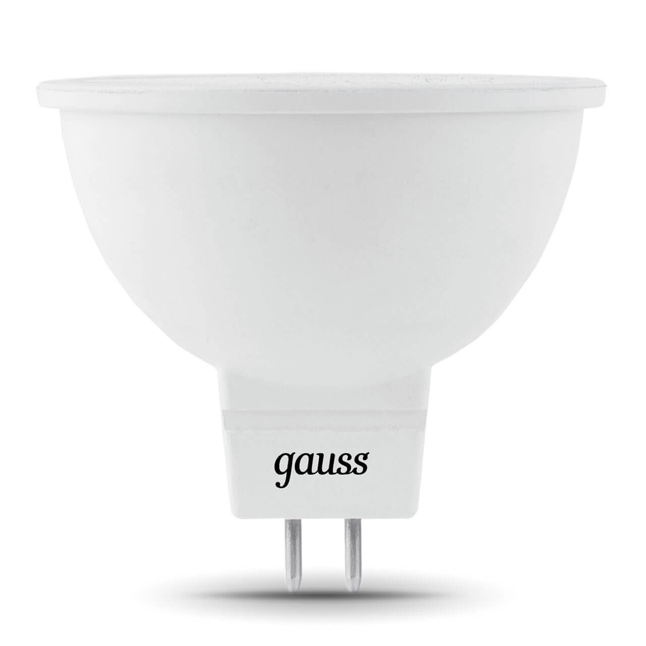 Лампа светодиодная GU5.3, MR16, 5 Вт, 530лм, 4100K/нейтральный, 10 шт., GAUSS (201505205_10) - фото 1