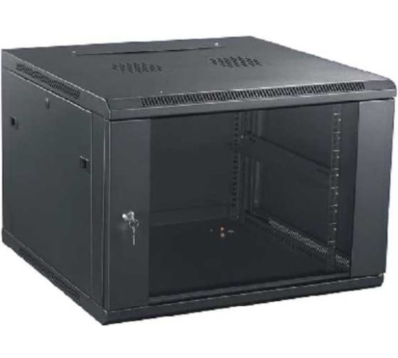 Шкаф телекоммуникационный настенный 9U 600x450 мм, стекло/металл, черный, разборный, Neomax NCB-WM9U-6045GK3-100-BK (NCB-WM9U-6045GK3-100-BK)