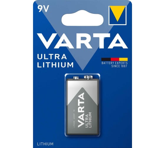 Батарея Varta Ultra, крона (6LR61/6LF22/1604A/6F22), 9V, 1 шт. (06122301401) - фото 1