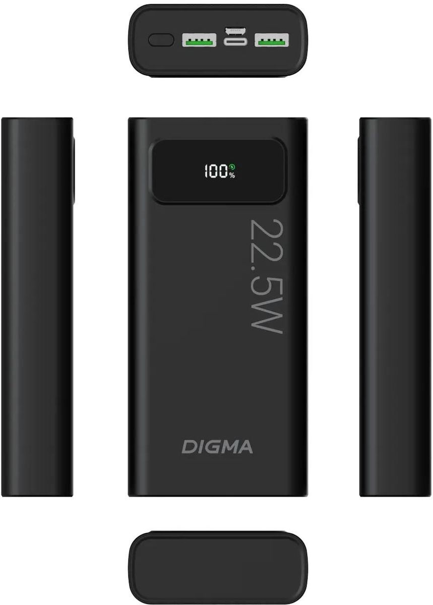 Портативный аккумулятор (Powerbank) Digma DGPF20A, 20 А·ч, черный, 1241738  купить по цене 2100 руб в Новосибирске в интернет-магазине e2e4