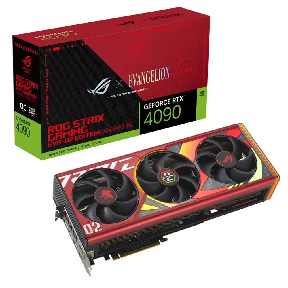 

Видеокарта ASUS NVIDIA GeForce RTX 4090 ROG-STRIX-RTX4090-O24G-EVA-02-EDITION , 24Gb DDR6X, 384 бит, PCI-E, 2HDMI, 3DP, Retail (90YV0ID5-M0NM00), ROG-STRIX-RTX4090-O24G-EVA-02-EDITION