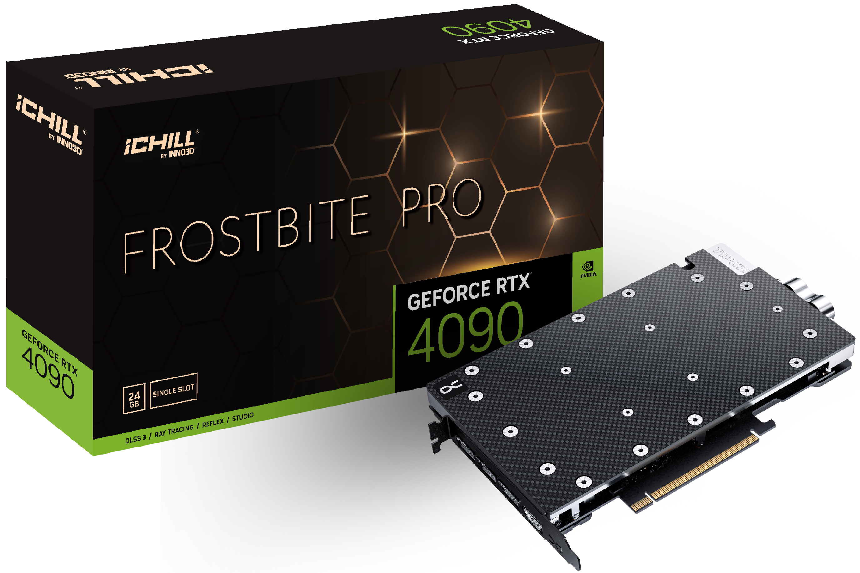 

Видеокарта Inno3D NVIDIA GeForce RTX 4090 ICHILL FROSTBITE PRO , 24Gb DDR6X, 384 бит, PCI-E, HDMI, 3DP, Retail (C4090-246X-1833FBP), ICHILL FROSTBITE PRO