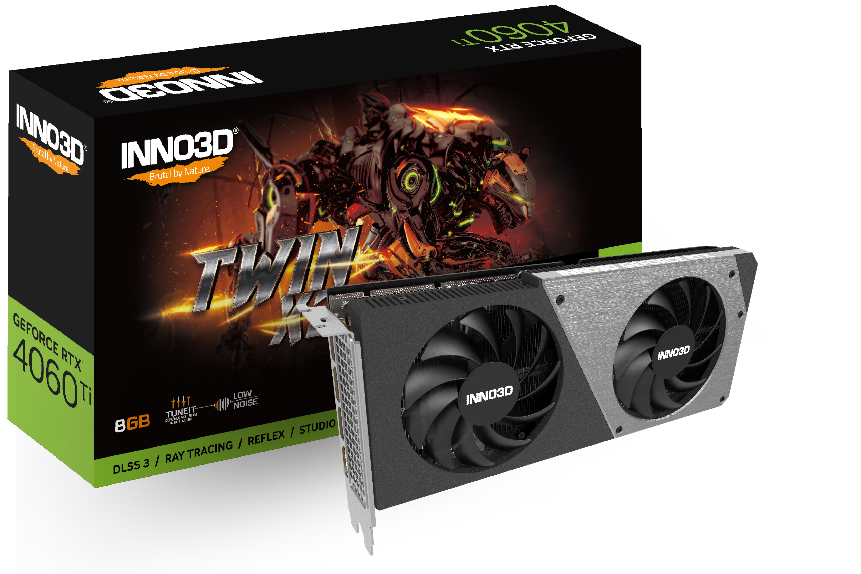 

Видеокарта Inno3D NVIDIA GeForce RTX 4060Ti TWIN X2 OC, 16Gb GDDR6, 128 бит, PCI-E, HDMI, 3DP, Retail (N406T2-16D6X-178055N), TWIN X2 OC
