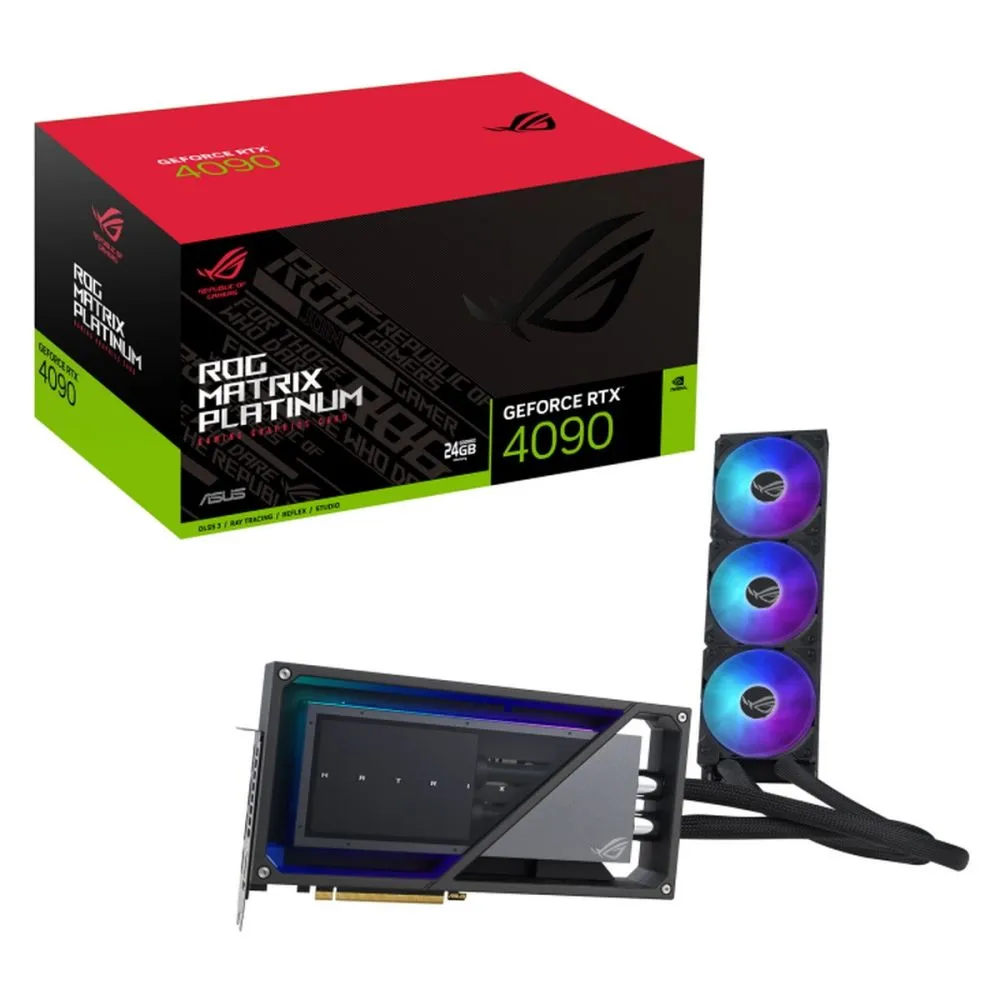 

Видеокарта ASUS NVIDIA GeForce RTX 4090 ROG-MATRIX-RTX4090-P24G-GAMING, 24Gb DDR6X, 384 бит, PCI-E, 2HDMI, 3DP, Retail (90YV0ID7-M0NM00 ), ROG-MATRIX-RTX4090-P24G-GAMING