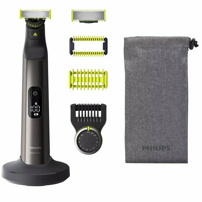 

Триммер Philips OneBlade QP6551/17, Дисплей, режимов 1, насадок 4, черный/лайм (QP6551/17), QP6551/17
