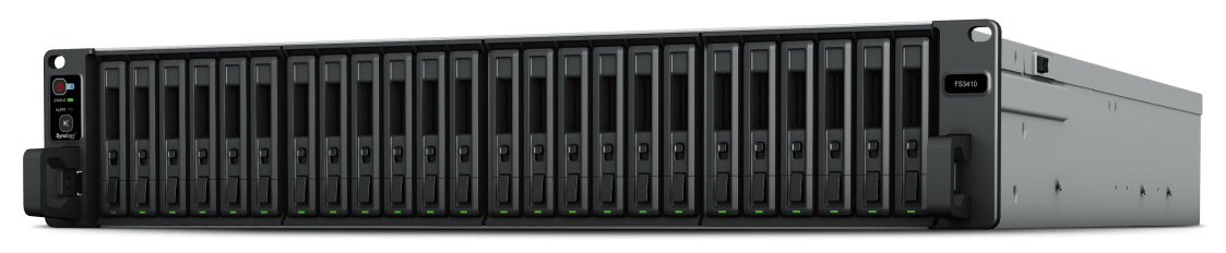 

Сетевой накопитель (NAS) Synology FlashStation FS3410, 24x2.5" SATA3 HDD, 4x1 Гбит/с + 2x10 Гбит/с, 2xUSB 3.X, Intel Xeon D-1541/8x2.1 ГГц, DDR4 16Gb, 550W, 2U, (FS3410), FS3410