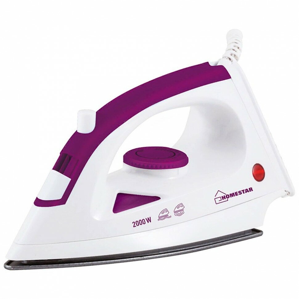 

Утюг HomeStar HS-4001 2 кВт, длина шнура 1.5 м, белый/фиолетовый (002664), HS-4001