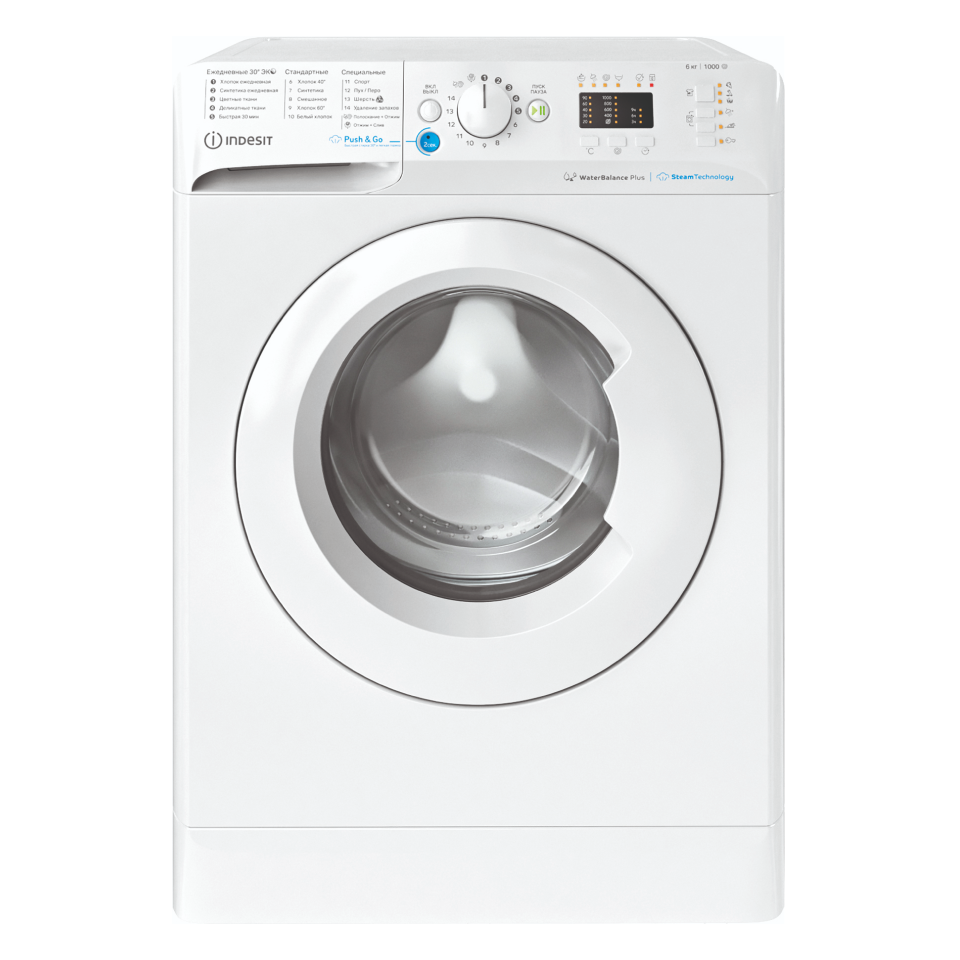 Стиральная машина Indesit BWSA 61051 WWV RU, 6 кг, 1000 об/мин