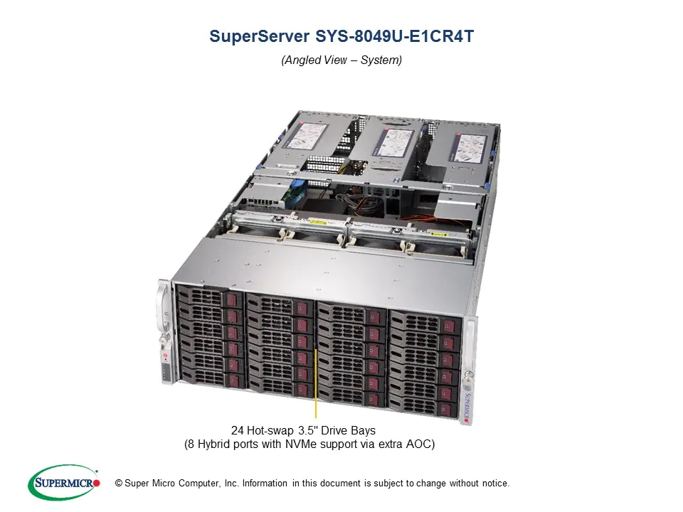

Серверная платформа SuperMicro SYS-8049U-E1CR4T, 4xSocket3647, 48xDDR4, 24x3.5 HDD HS, 1xM.2-PCI-E, 4x10GLAN, IPMI, Redundant 4x1600 Вт, 4U (SYS-8049U-E1CR4T), SYS-8049U-E1CR4T