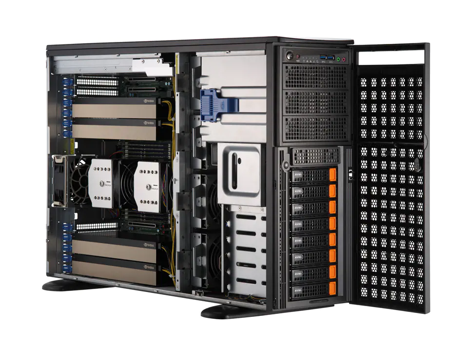 Серверная платформа SuperMicro SYS-741GE-TNRT, 2xLGA4677, 16xDDR5, 8x3.5 HDD HS, Redundant 2x2000 Вт Tower (SYS-741GE-TNRT)