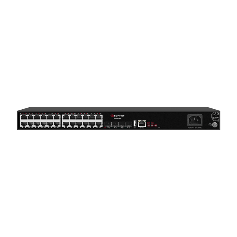 

Коммутатор SOFINET SFN2200-24P4X, управляемый, кол-во портов: 24x1 Гбит/с, кол-во SFP/uplink: SFP+ 4x10 Гбит/с, установка в стойку, PoE: 24x30 Вт (макс. 380 Вт) (SFN2200-24P4X), SFN2200-24P4X