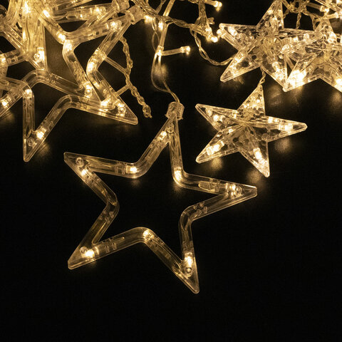 Гирлянда Золотая сказка светодиодная звезды, ламп: 108 шт., 3 м x 50 см, режимов: 8, от сети, теплый белый (591354)