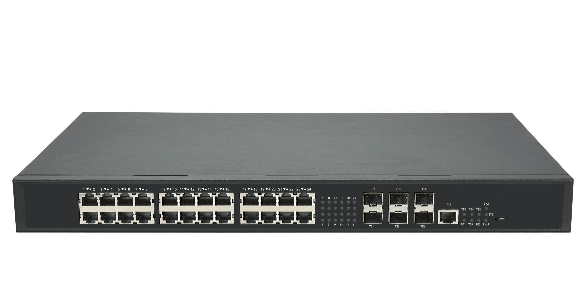 Коммутатор GigaLink GL-SW-G305-30P, управляемый, кол-во портов: 24x2.5 Гбит/с, кол-во SFP/uplink: SFP+ 6x10 Гбит/с, PoE: 8x60 Вт (макс. 740 Вт) (GL-SW-G305-30P)