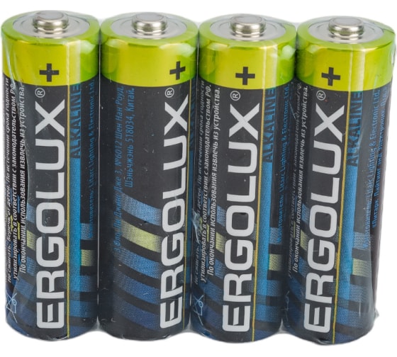 

Батарейка Ergolux Alkaline, AA (LR6), 1.5V, 4 шт. (14282)