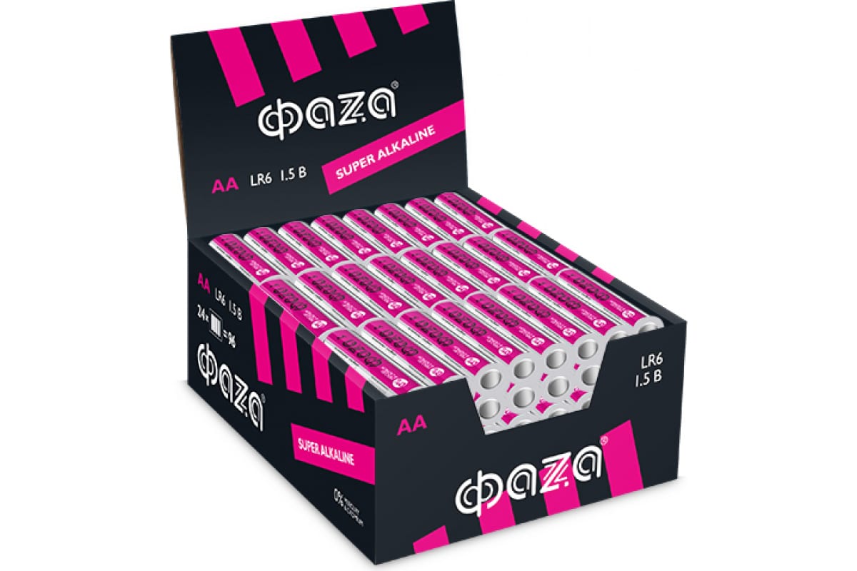 

Батарея ФАZА Super Alkaline, AA (LR6), 1.5V, 96 шт. (2854643)