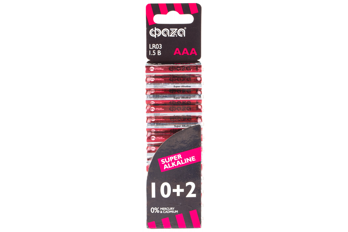 

Батарея ФАZА Super Alkaline, AAA (LR03), 1.5V, 12 шт. (2854612)