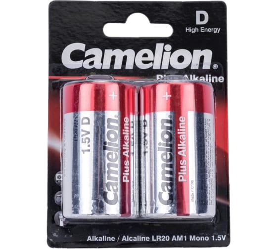 

Батарея Camelion Plus Alkaline, D (LR20), 1.5V, 2 шт. (1654)
