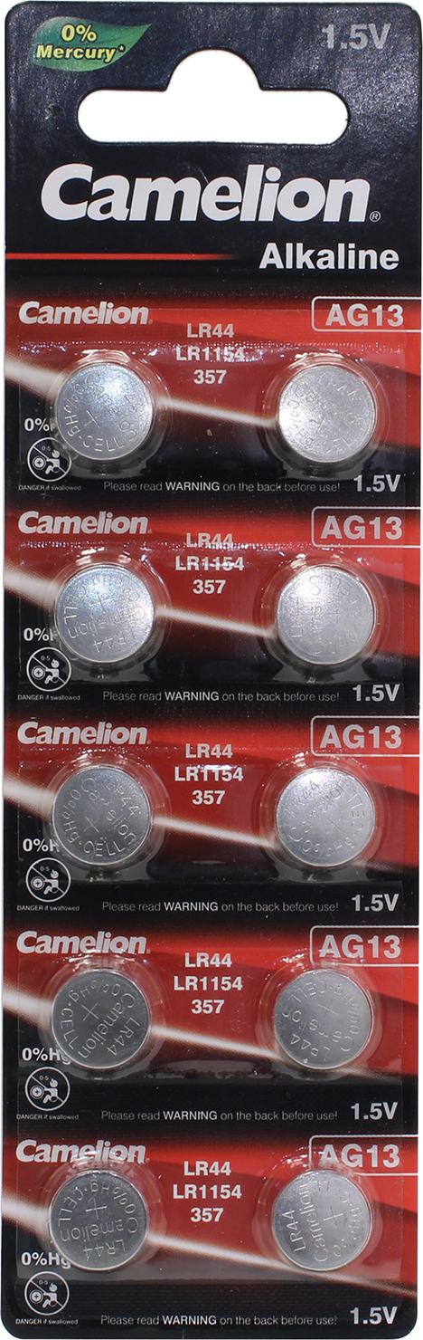 Батарея Camelion Alkaline,AG13/LR1154/LR44/357A/A76, 1.5V, 10 шт