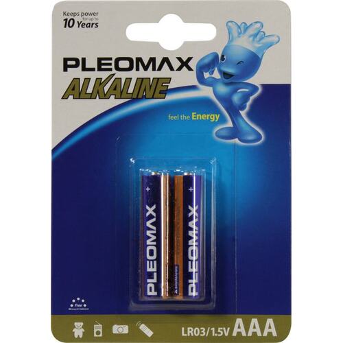 Батарея Pleomax Alkaline,AAA (LR03), 1.5V, 2 шт