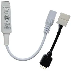 

Контроллер Ecola LED strip 72 Вт/144 Вт для светодиодной ленты, с переходником с кнопками для управления, белый (CRMM72ESB)