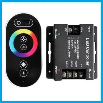

Контроллер Ecola LED strip 432 Вт/216 Вт для светодиодной ленты, с кольцевым сенсорным черным радиопультом, черный (RFC18AESB)