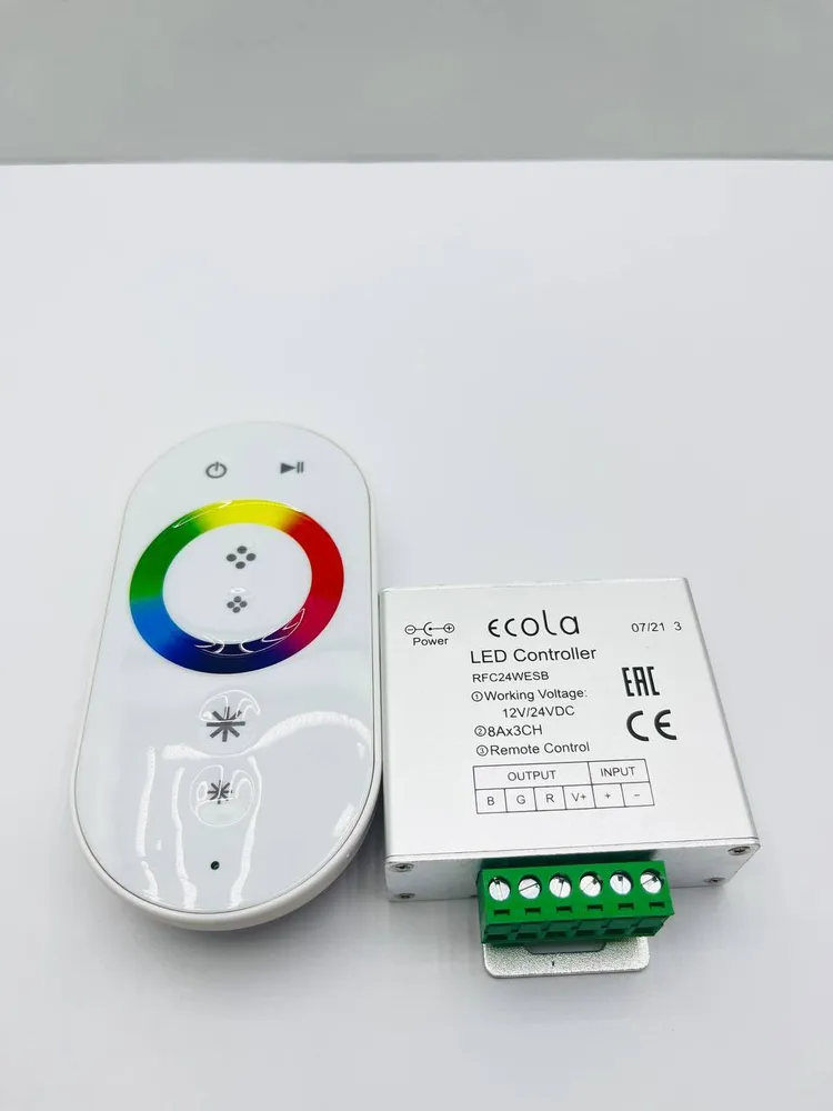 

Контроллер Ecola LED strip 288 Вт/576 Вт для светодиодной ленты, с кольцевым сенсорным белым радиопультом, белый (RFC24WESB)
