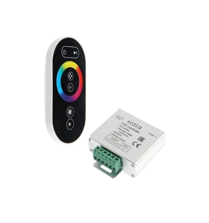 

Контроллер Ecola LED strip 576 Вт/288 Вт для светодиодной ленты, с кольцевым сенсорным черным радиопультом, белый (RFC24BESB)