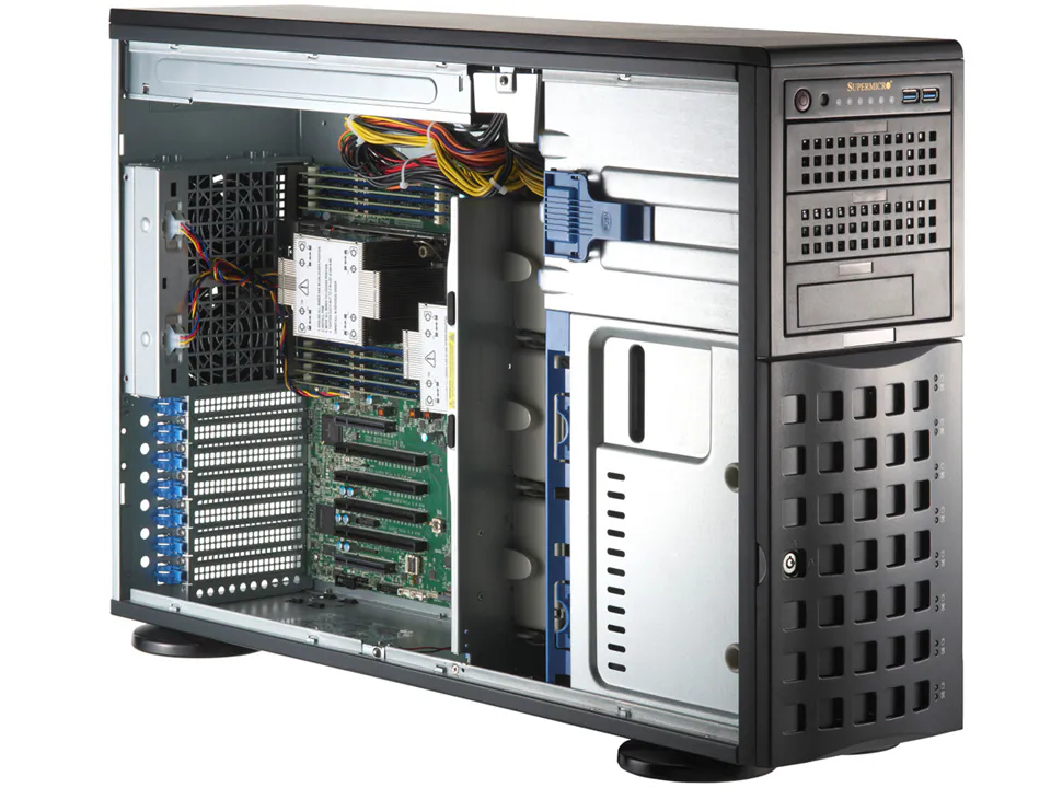Серверная платформа SuperMicro SYS-741P-TRT, 2xLGA4677, 16xDDR5, 8x3.5 HDD HS, Redundant 2x1200 Вт Tower (SYS-741P-TRT)