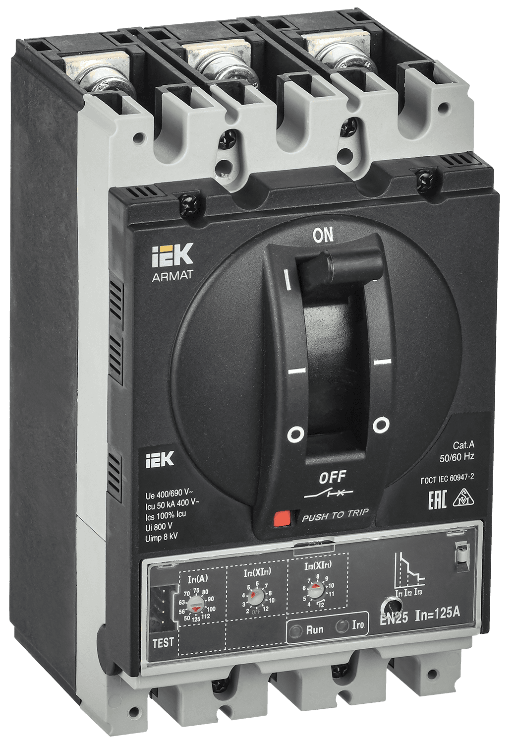 

Выключатель автоматический IEK AR-MCCB-3А-050-0125А-ELSC Armat трехполюсный (3P/3П) 125А A 50кА (AR-MCCB-3А-050-0125А-ELSC), AR-MCCB-3A-050-0125A-ELSC