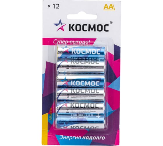 

Батарейка Космос AA (LR6), 1.5V, 12 шт. (KOCLR6BL12)