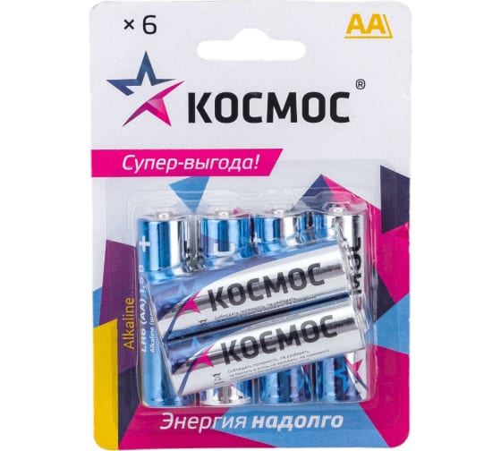 

Батарейка Космос AA (LR6), 1.5V, 6 шт. (KOCLR6BL6)