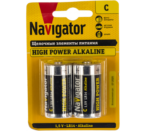 

Батарея Navigator C (R14/LR14), 1.5V, 2 шт. (94754)