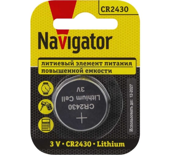 

Батарея Navigator CR2430, 3V, 1 шт. (93828)