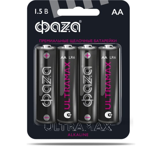 

Батарейка ФАZА Ultra Max, AA (LR6), 1.5V, 4 шт. (5043022)