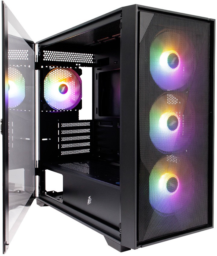 

Корпус 1STPLAYER DK D6, mATX, Midi-Tower, USB 3.0, RGB подсветка, черный, без БП (D6-BK-4F1), DK D6