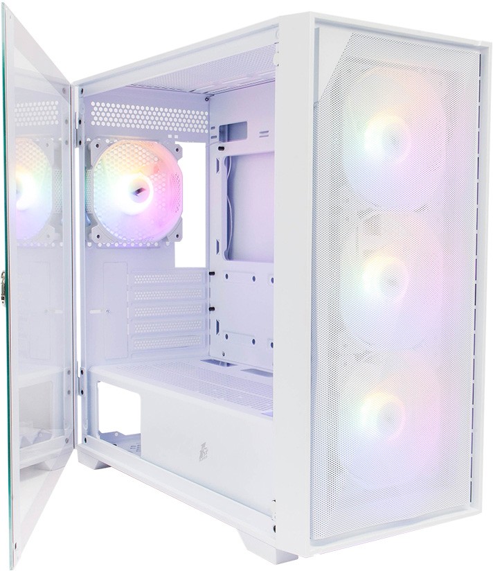 

Корпус 1STPLAYER DK D6, mATX, Midi-Tower, USB 3.0, RGB подсветка, белый, без БП (D6-WH-4F1-W), DK D6