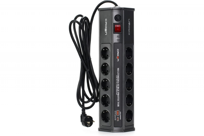 

Сетевой фильтр CROWN CMPS-11, 10-розеток, 1xUSB, 1xUSB Type-C, 3 м, черный (CM000003665), CMPS-11